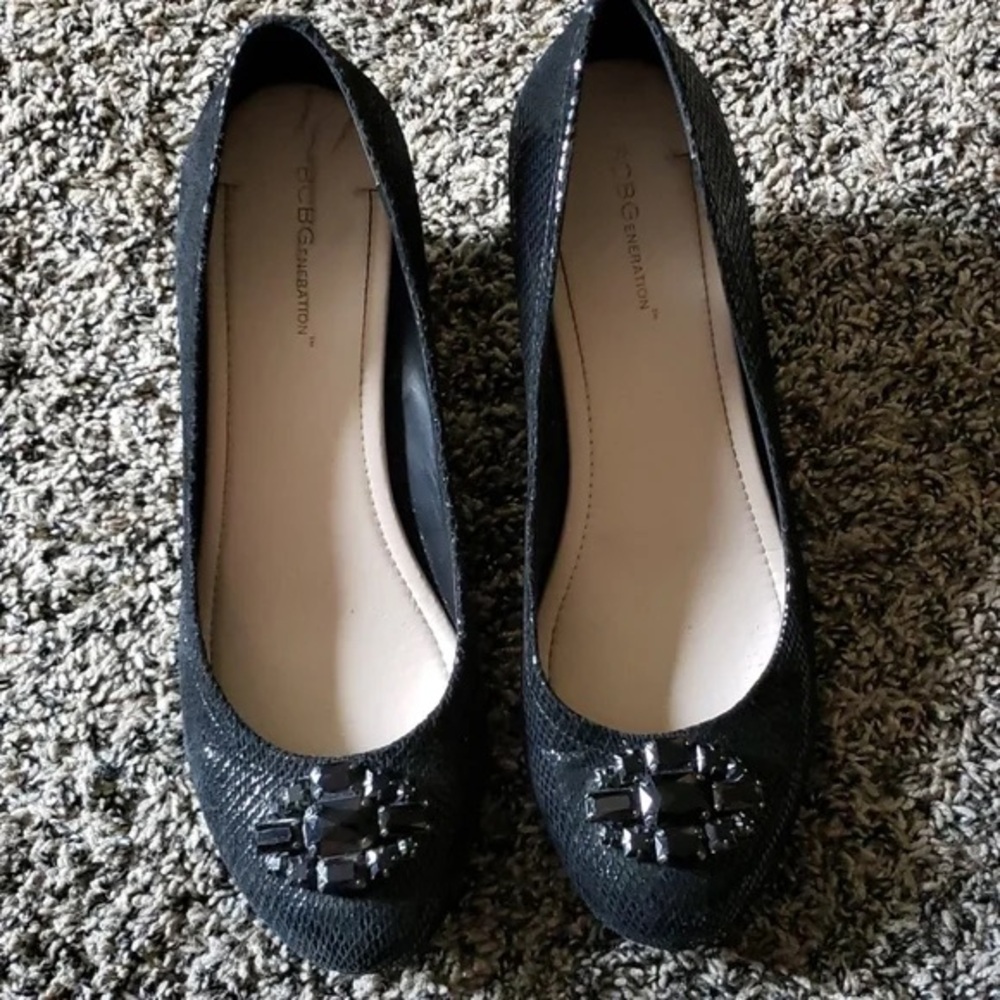 BCBGeneration Black Embellished Wedges